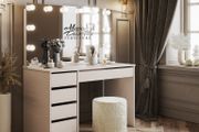 Glamour Vanity Table with Hollywood mirror CASHMERE