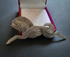 Art Deco Celtic Style Horse Silver Tone Galloping Horse Brooch Shawl Pin