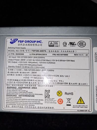 lenovo 280 w 80 plus bronze