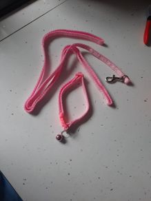 pink paw print collar and lead
