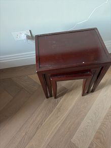 Nest of 3 solid wood tables