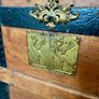 Antique 1890s steamer trunk chest Liver brass plates Image 4