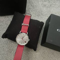 Coach Pink Leather Strap Watch for Women