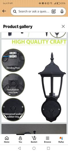 EBION Outdoor Wall Light, E27 Outside Wall Lights Mains Powered, Black