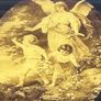 Vintage wall hanging depicting a scene of a guardian angel watching over 2 children Image 2