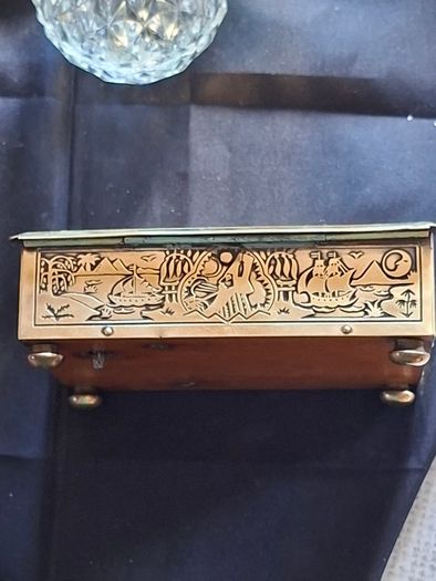 Rare Japanese Brass working Musical Jewellry Box with Key circa 1920s Beautifully Detailed Postage Available