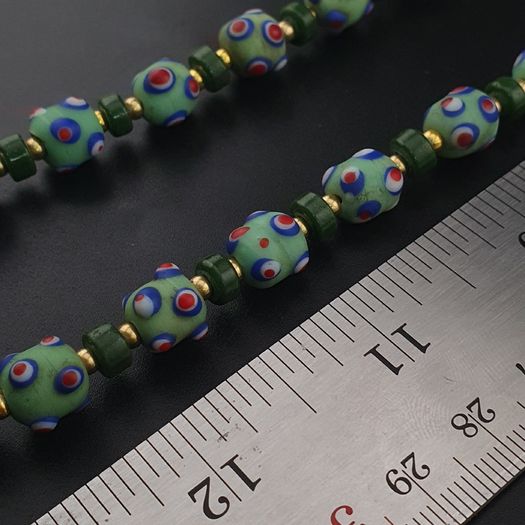 Vintage Venetian Style Skunk Eyes GlassBeads Necklace