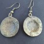 Round antiqued style brass tone metal dangle earrings Image 2