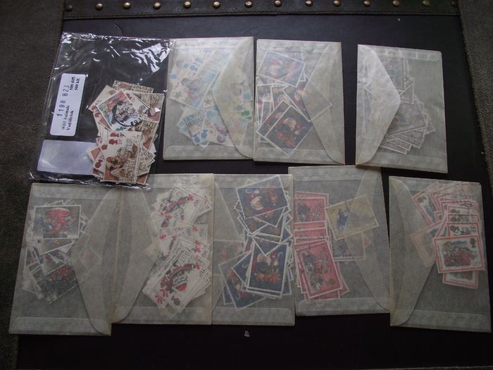 A box with collection of stamps from Great Britain