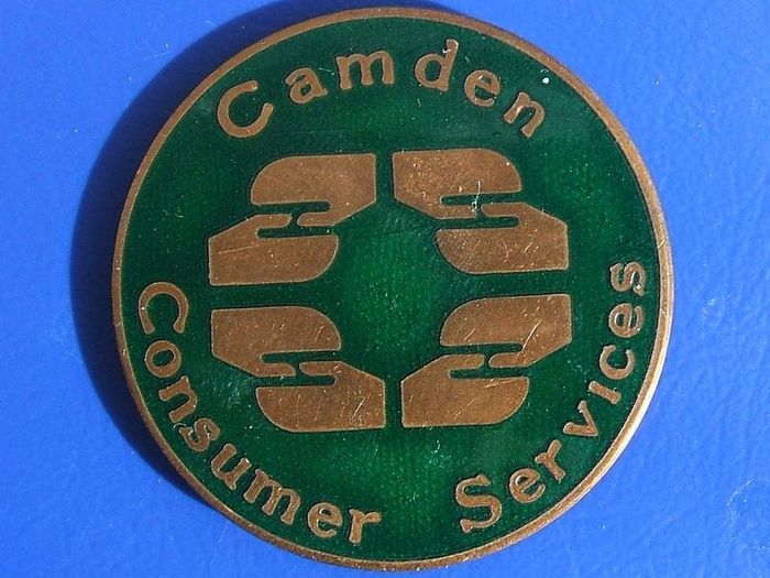 CAMDEN CONSUMER SERVICES (London Borough of Camden) - enamelled brass plaque (c.1965 to early 1970's)