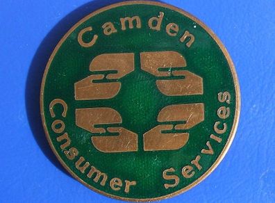 CAMDEN CONSUMER SERVICES (London Borough of Camden) - enamelled brass plaque (c.1965 to early 1970's)