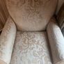 Large Cream Armchair and Footrest Image 3