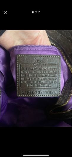 Chocolate brown suede coach bag. Rare item.
