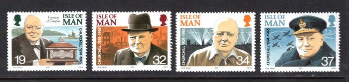 1990 Isle of Man 25th Death Anniversary of Sir Winston Churchill Commemorative Stamps Mint Never Hinged (MNH)