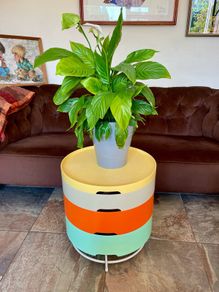 Vintage Ikea PS 2014 Retro Round Colourful Plastic Compartment Storage Side Table