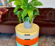 Vintage Ikea PS 2014 Retro Round Colourful Plastic Compartment Storage Side Table