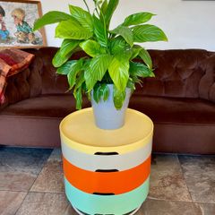 Vintage Ikea PS 2014 Retro Round Colourful Plastic Compartment Storage Side Table