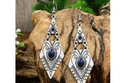 Silver Boho Style Earrings with Blue Stones - nice gift