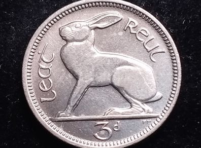 Ireland - 1968 - 3 Pence - Hare - KM.12a - UNC - [776]