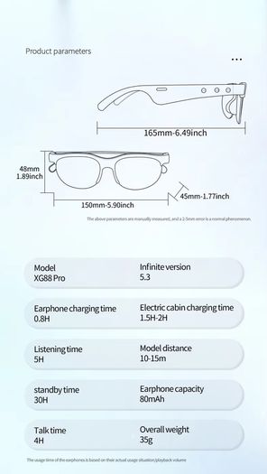 Smart Glasses Hands-Free Calling AI Chat Logging Music Playback Bluetooth Sunglasses for Men Touch Control Selfie Anti Glare