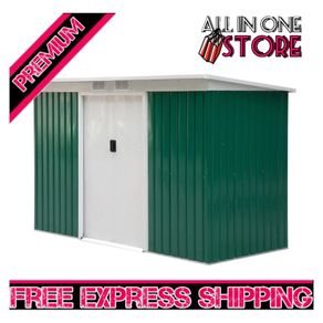 9ft x 4ft Corrugated Garden Metal Storage Shed Outdoor Equipment Tool Box with Foundation Ventilation & Doors (FREE SHIPPING)