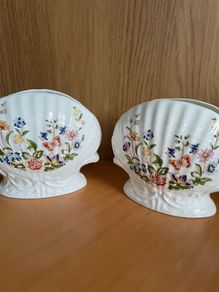 Vintage Aynsley Cottage Garden Shell-shaped Vases