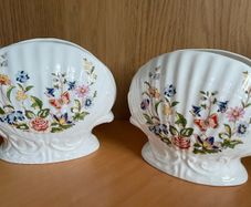 Vintage Aynsley Cottage Garden Shell-shaped Vases