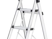 4-Step Stool Ladder Portable Folding Anti-Slip with Rubber Hand Grip 330lbs Capacity,Silver Household Stepladders