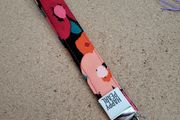 Hamdmade wrist belt keyring, fabric keychain, black and red flowers New