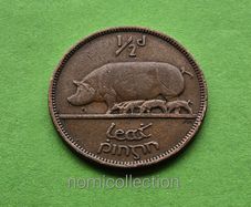 Ireland 1943 year Bronze Half Penny.
