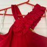 Stunning red shift dress with unusual neckline detail Image 2