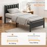 Single Bed Frame with Upholstered Headboard, 3ft Metal Beds with Sturdy Steel Slats Support Platform, Black Single Bed with Storage, Noise Free, Easy Assembly, No Box Spring Needed Image 4