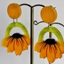 Open Arch Upside Down Yellow Sunflower Drop Earrings Image 10