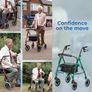 Lightweight Folding Four Wheel Rollator, Mobility Walker with Padded Seat, Lockable Brakes Portable Walker Image 8