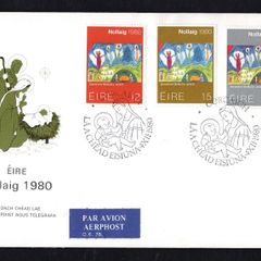 1980 Ireland Christmas Commemorative Stamps Addressed Post and Telegraph First Day Cover (FDC) with Cork pictorial cancel