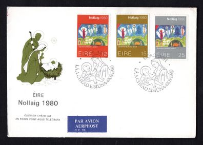 1980 Ireland Christmas Commemorative Stamps Addressed Post and Telegraph First Day Cover (FDC) with Cork pictorial cancel
