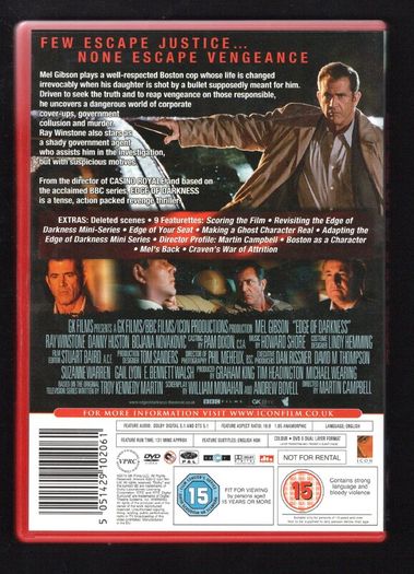 Edge of Darkness DVD Movie. Staring Mel Gibson and Ray Winstone