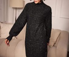 Mint Velvet Black Sparkly Jumper Dress