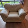 Cream Leather Sofa and 2 Chairs Image 5