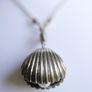 Vintage Sterling Silver 925 Shell with pearl,  Sterling Silver Sea Shell Snake Necklace length 19" - 10,7g Image 4