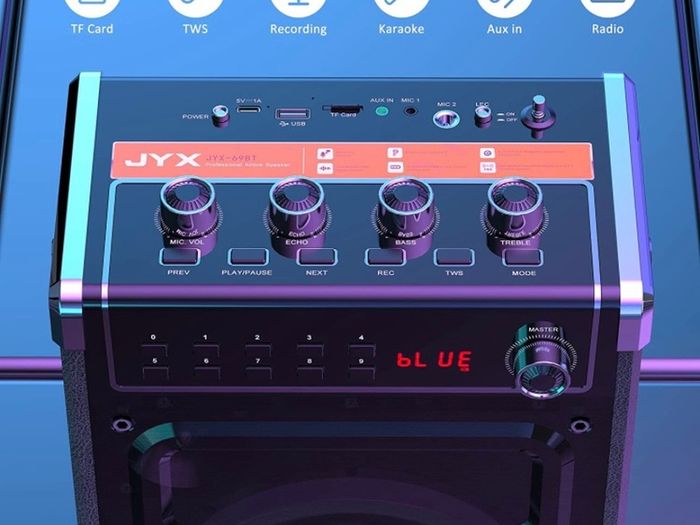 Karaoke Machine with 2 UHF Wireless Microphones, Bluetooth Speaker with Bass/Treble Adjustment and LED Light, PA System Support TWS, AUX in, FM, REC, Supply for Party/Adults/Kids MULTIPLE COLOURS AVAILABLE (FREE POSTAGE)
