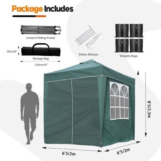2x2m Popup Gazebo Marquee Party Tent Pavilion Green with 4 Sides