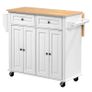 Large Kitchen Island Cart with Storage Mobile Rolling Storage Island on Swivel Wheels, with 2 Drawers, Storage Cabinet, Drop Leaf, Spice/Towel Rack Image 8