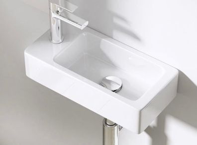 Bathrooms Small Cloakroom Basin - Wall Mounted Basin - Rectangular Countertop Basin - One Left Hand Tap Hole- 370 x 180 x 90mm (FREE POSTAGE)