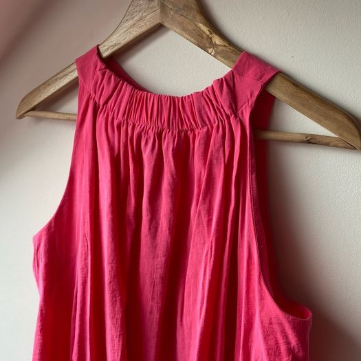 COS Pink Racer Neck Midi Shift Dress with Pockets