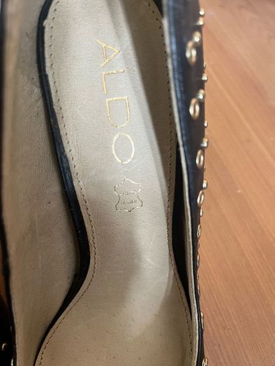 Brand new aldo genuine leather black stilletto gold studs
