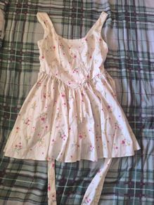 Floral Print Summer Mini Dress with Back Tie (Size S)