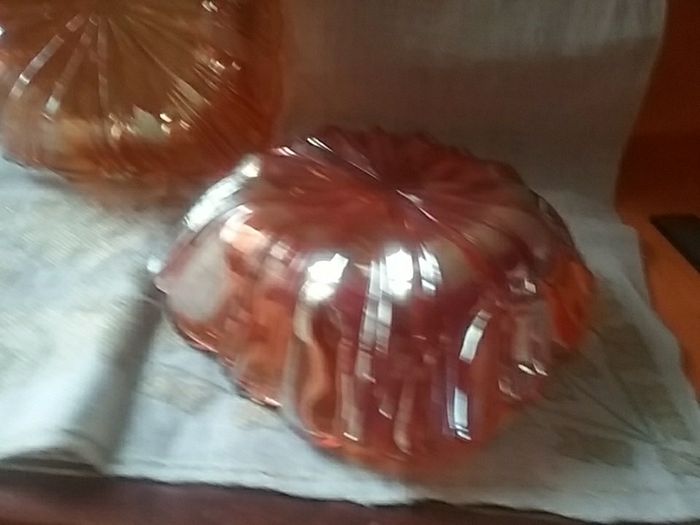 Two Good Square Carnival Glass Serving Dishes