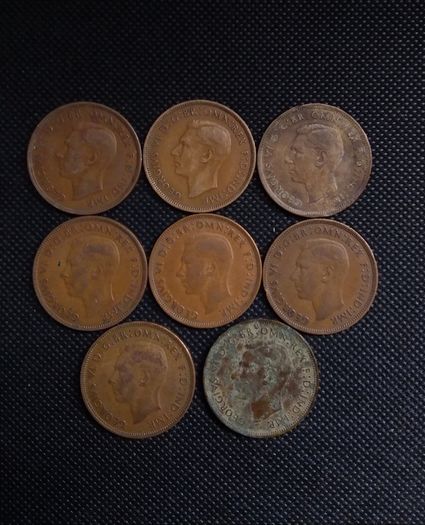 Collection of George VI - English Pre-Decimal Pennies (8)