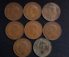 Collection of George VI - English Pre-Decimal Pennies (8)